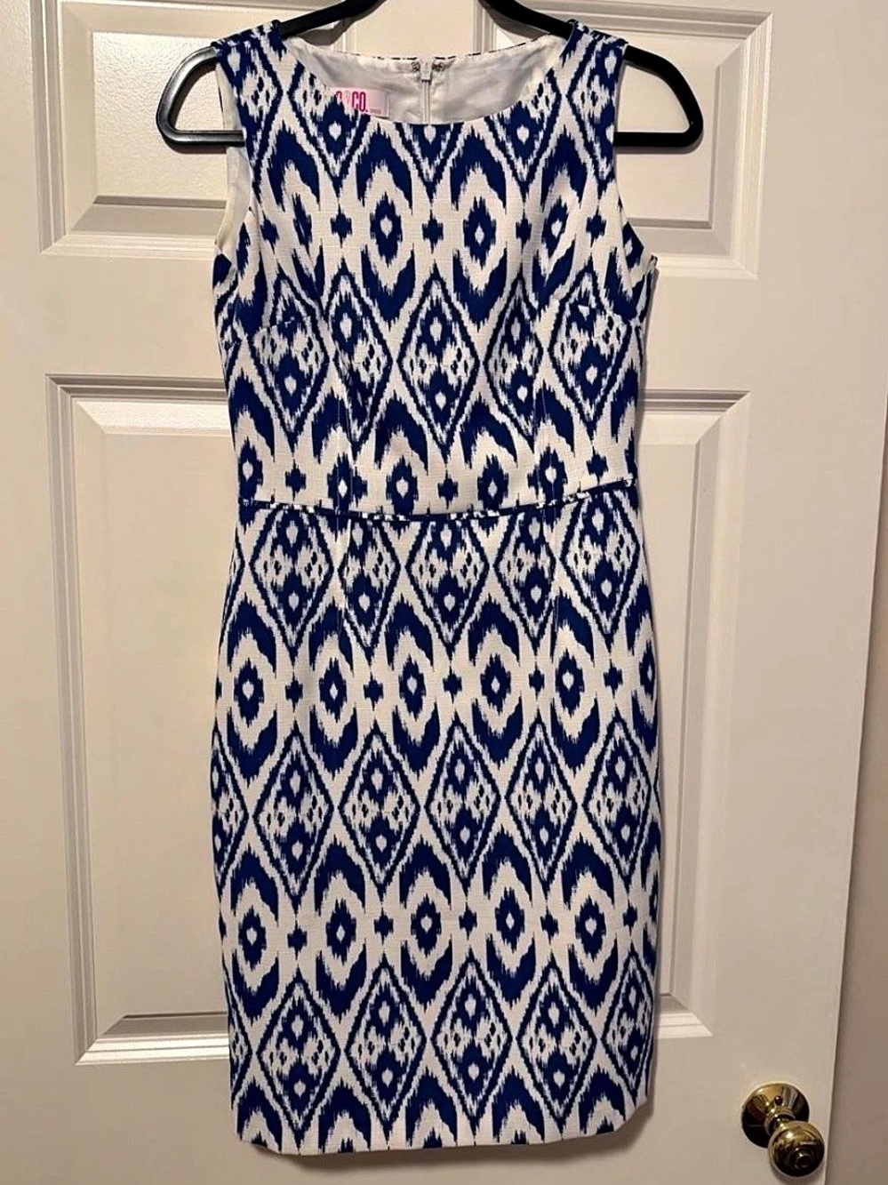 9 & Co. Geometric Mini Dress in Blue & White